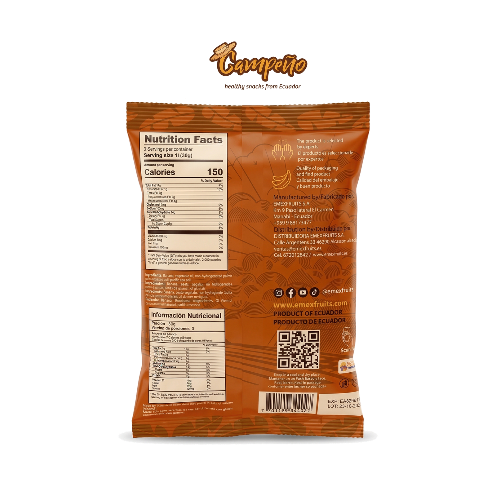 Platanitos Dulce Natural caja x 15 unds