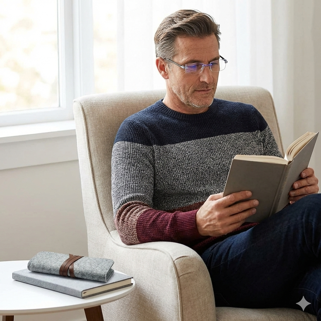 Pack de gafas antirayos azules multifocales +2.50 mas funda de cuero